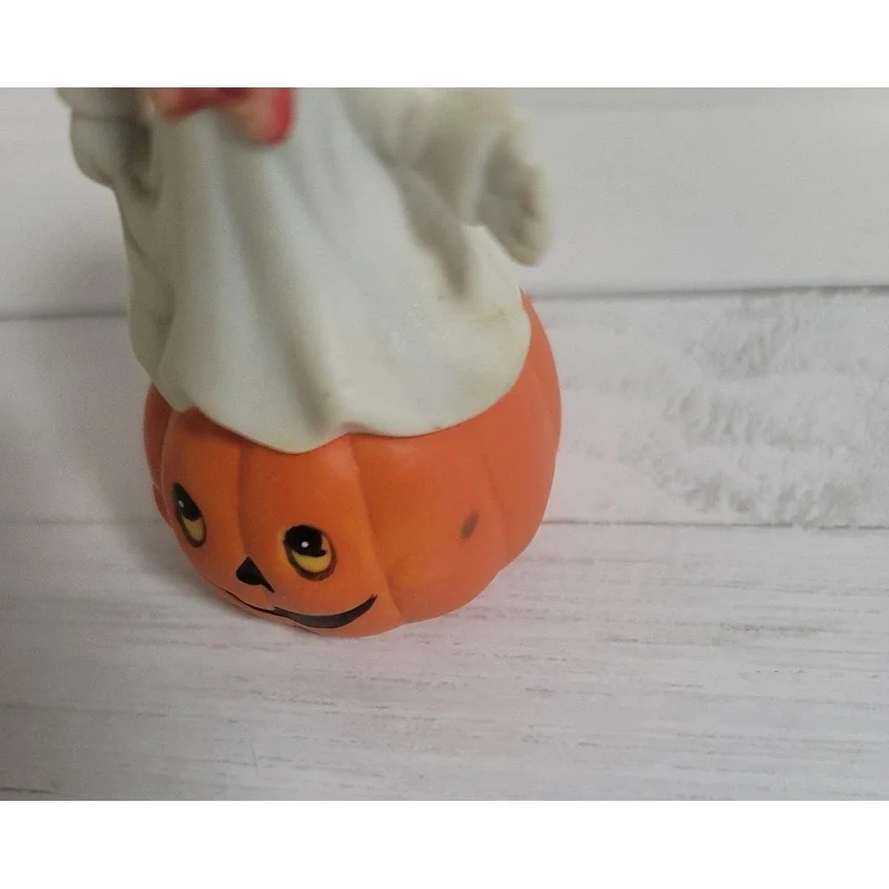 Vintage Halloween Ceramic Ghost Pumpkin‎ Figurine 3